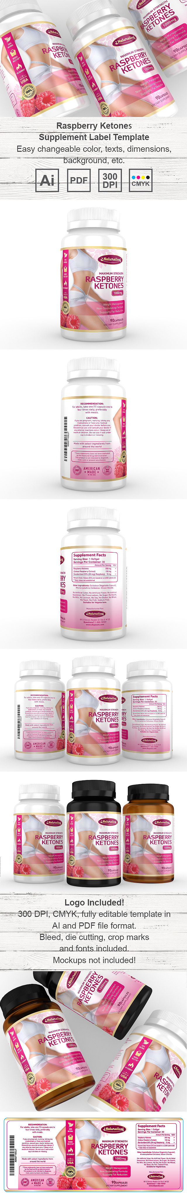 Raspberry Ketones Supplement Label Template