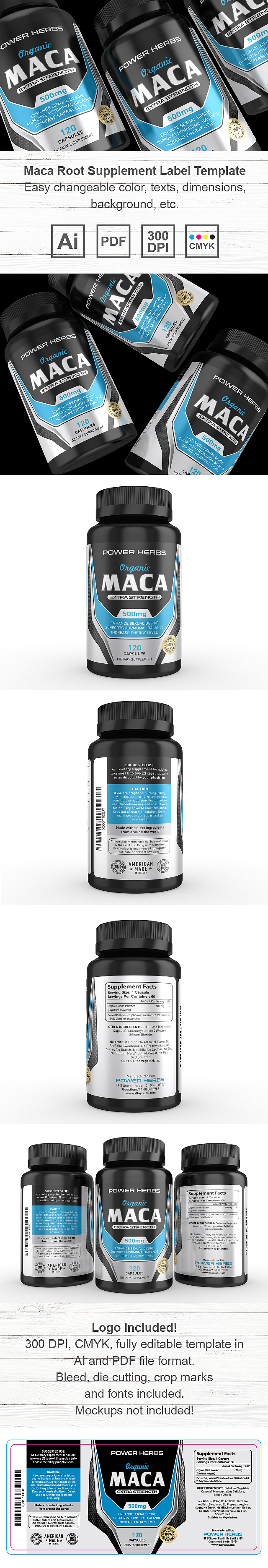 Maca Root Supplement Label Template