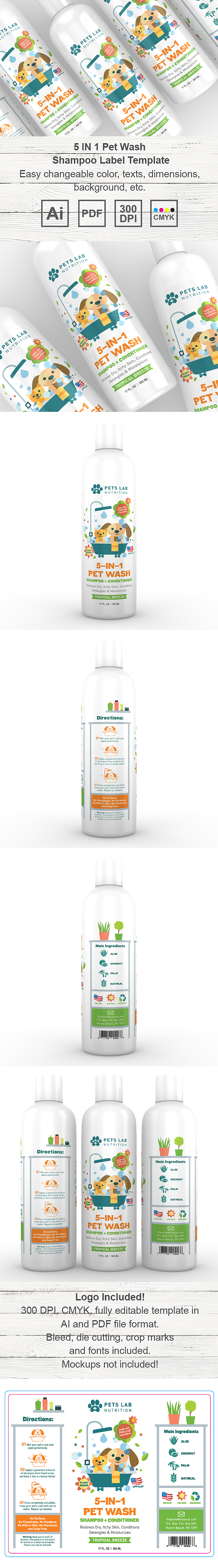 Pet Wash Shampoo Label Template