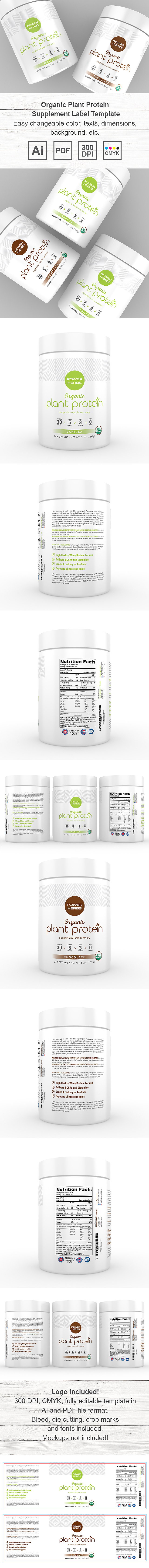 Vegan Plant Protein Powder Supplement Label Template