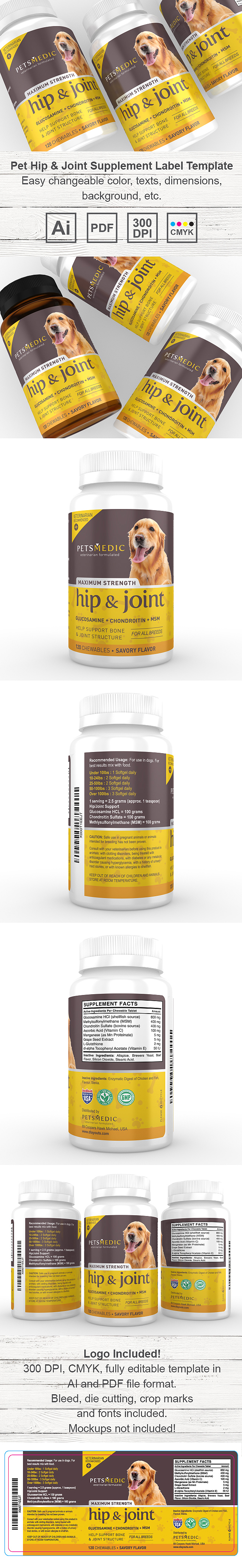 Pet Hip and Joint Supplement Label Template