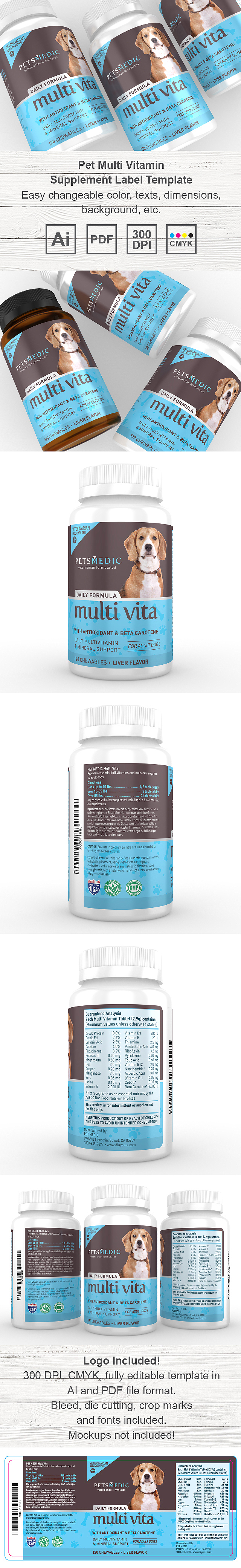 Pet Multi Vitamin Supplement Label Template