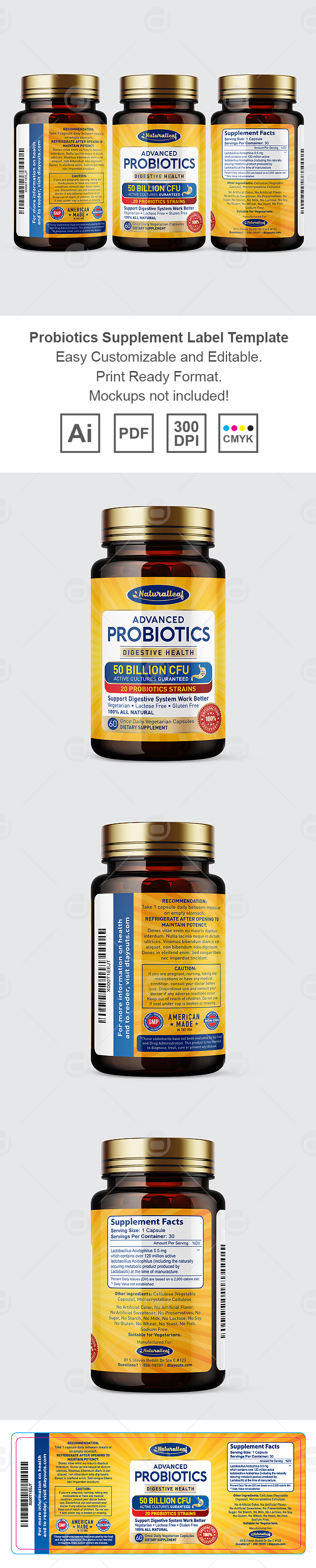 Advanced Probiotic Supplement Label Template