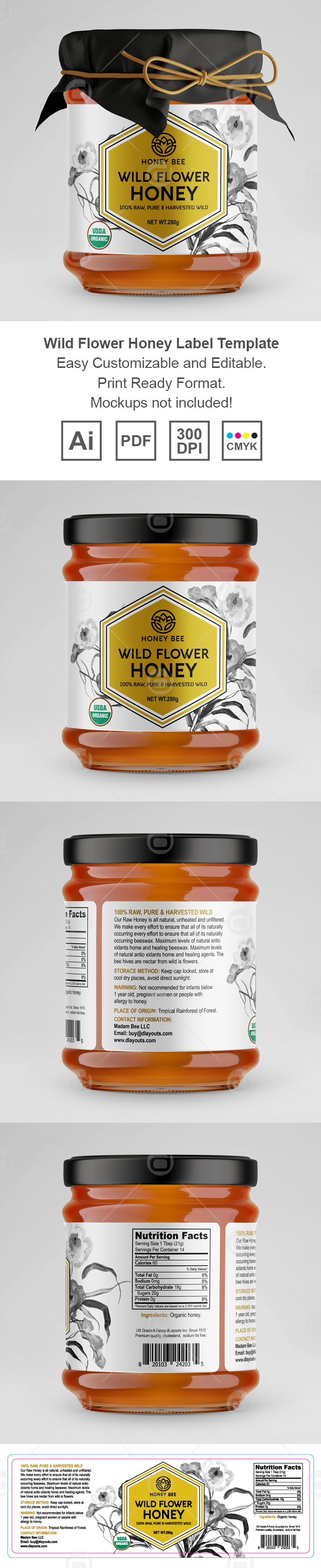 Wild Flower Honey Label Template