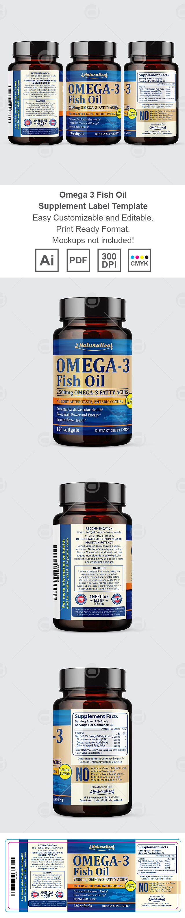 Omega 3 Fish Oil Supplement Label Template