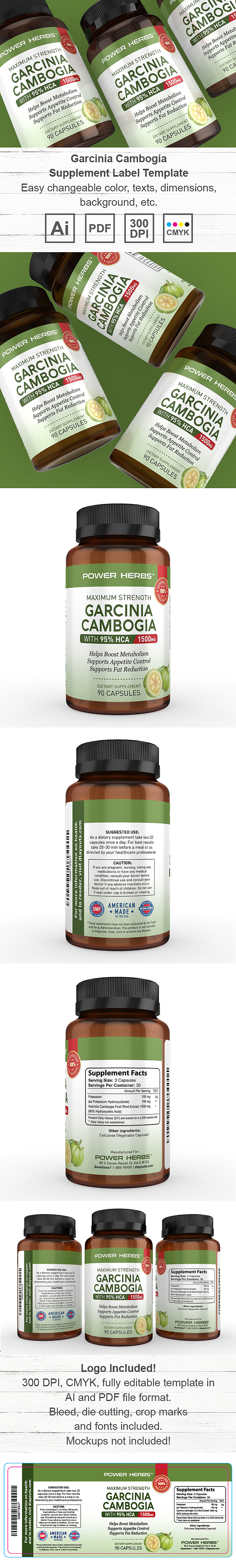 Garcinia Cambogia Supplement Label Template