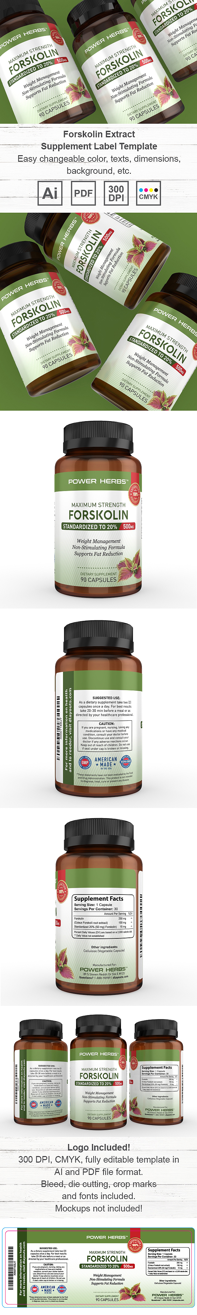 Forskolin Extract Supplement Label Template