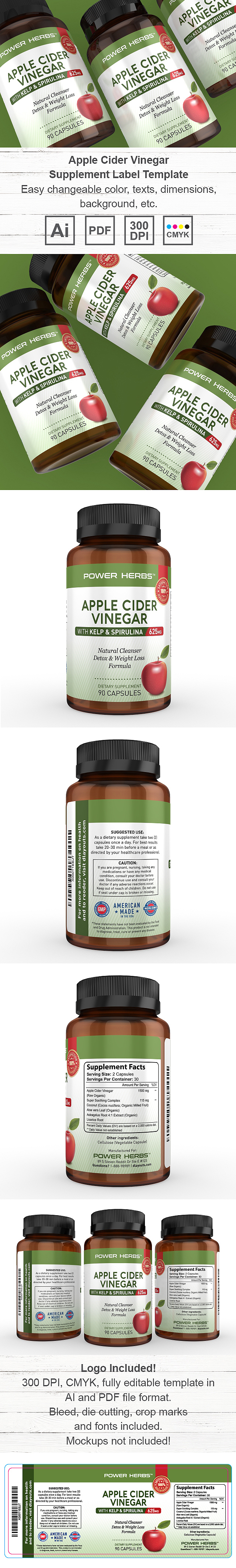 Apple Cider Vinegar Supplement Label Template