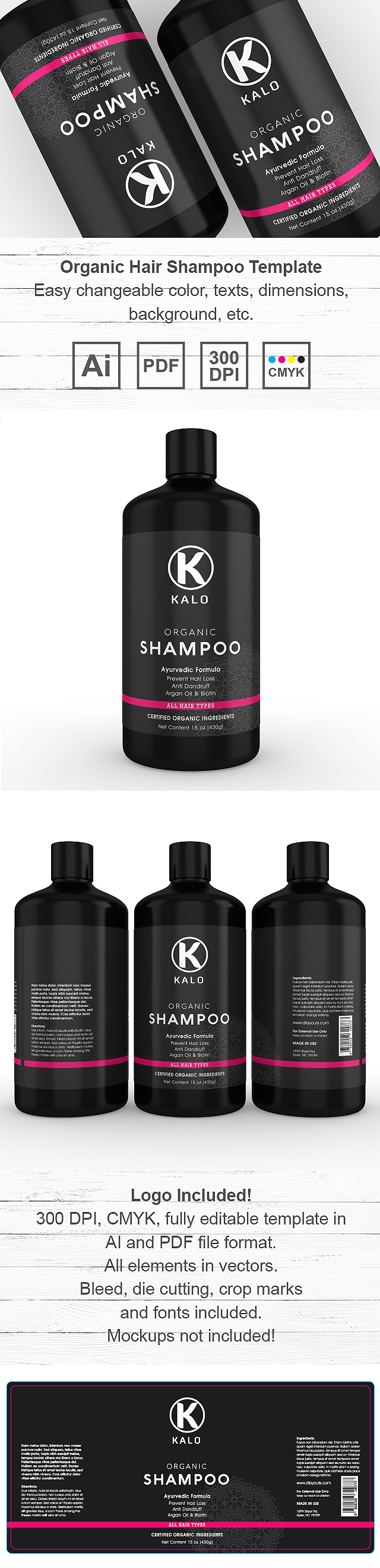 Organic Hair Shampoo Label Template