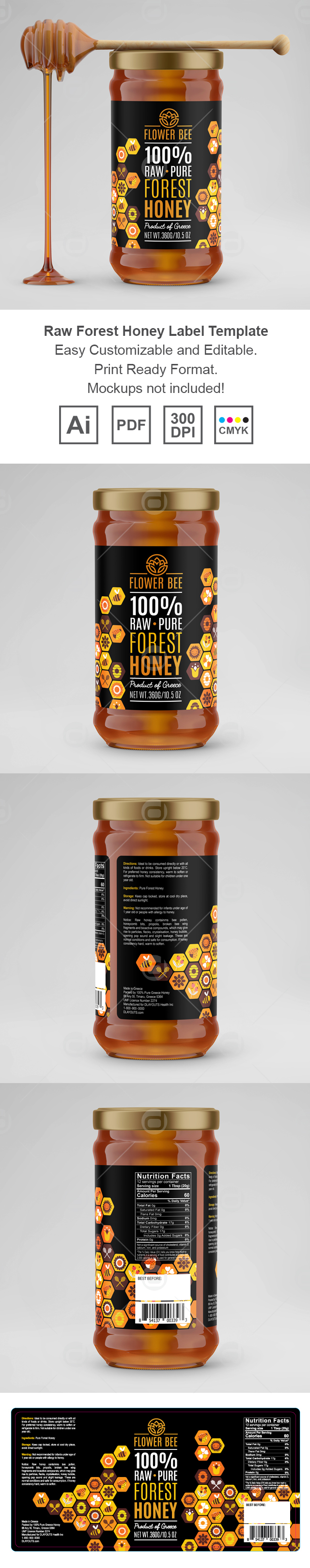 Pure Forest Honey Labels Template