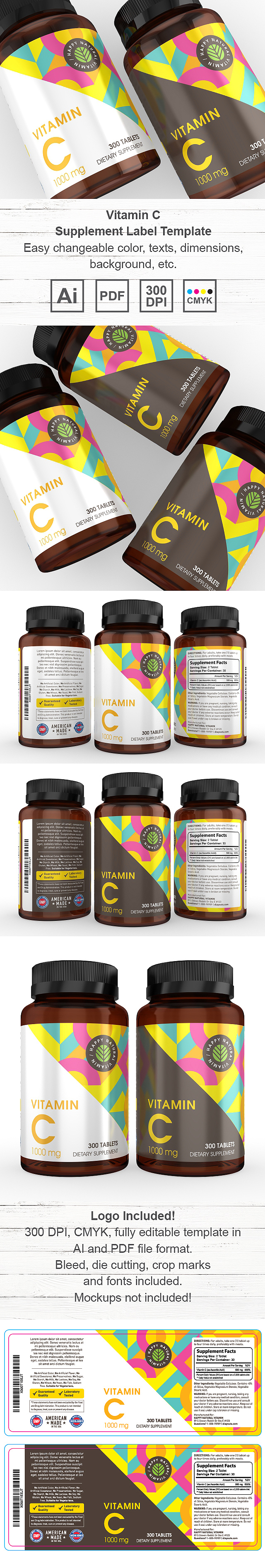 Vitamin C Supplement Label Template