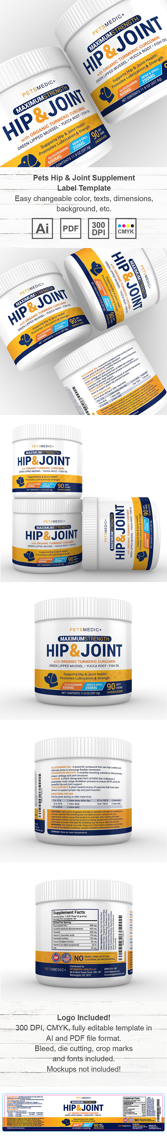 Pet Hip and Joint Supplement Label Template