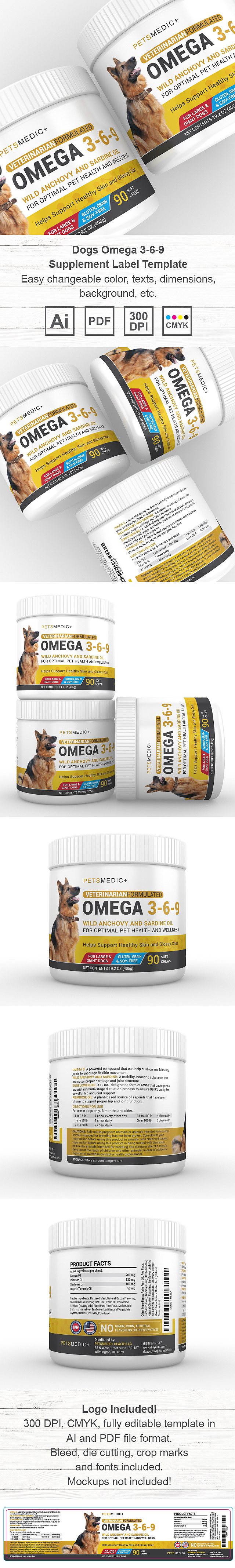 Pet Omega 3-6-9 Supplement Label Template