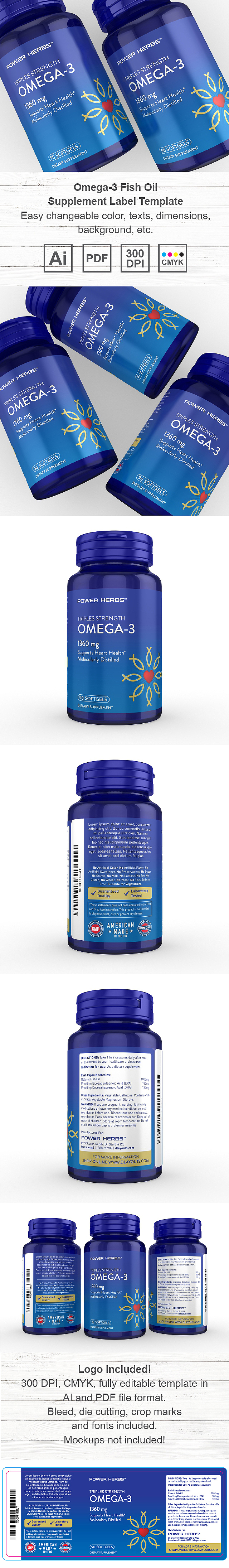 Omega 3 Fish Oil Supplement Label Template