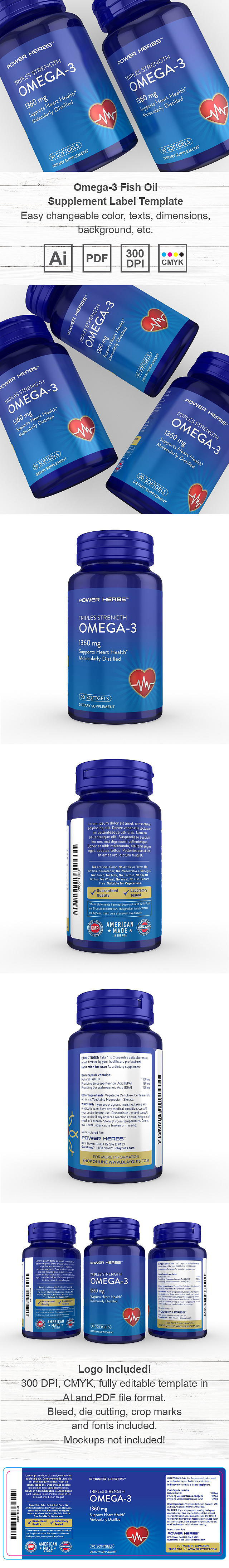 Omega 3 Fish Oil Supplement Label Template