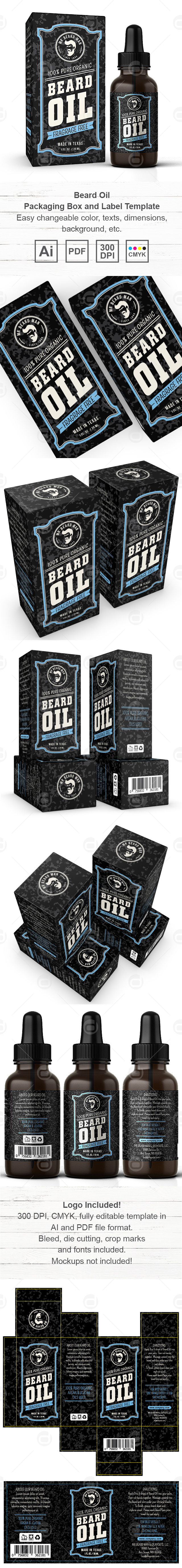 Beard Oil Packaging & Label Template