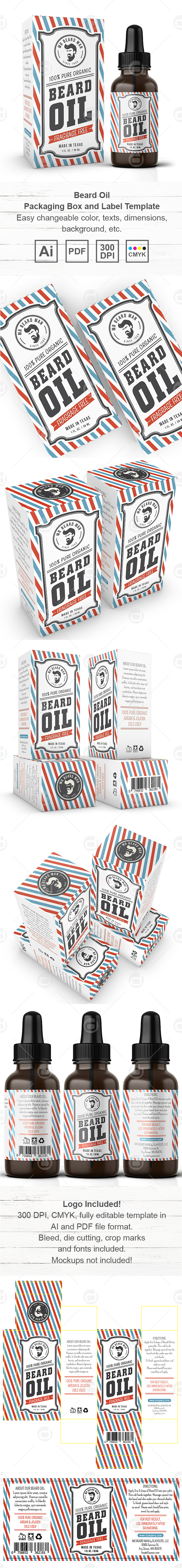 Beard Oil Packaging & Label Template