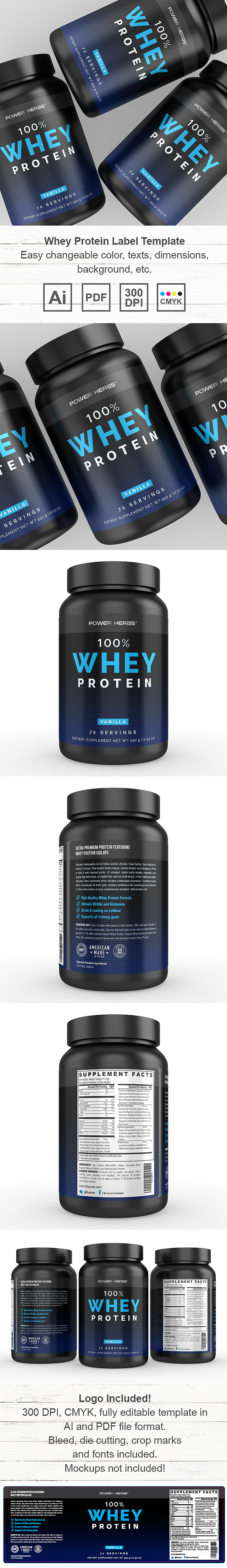 Whey Protein Vanilla Supplement Label Template