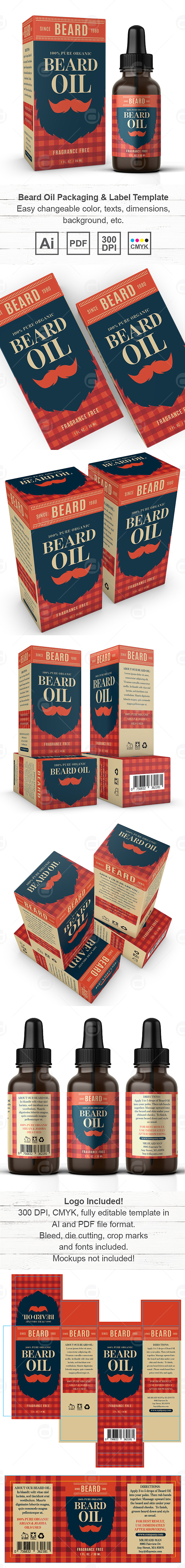 Beard Oil Packaging & Label Template