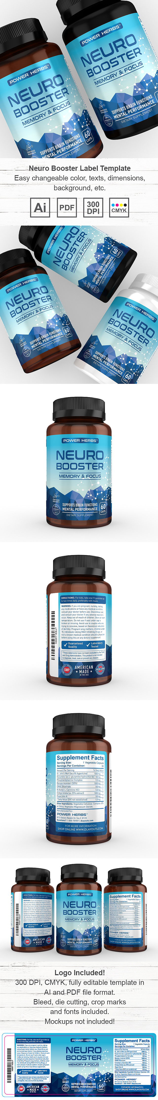 Brain Booster Supplement Label Template