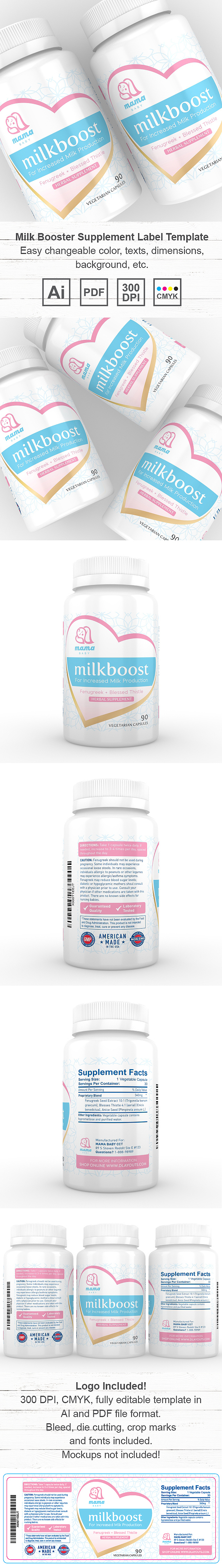 Mother Milk Booster Supplement Label Template