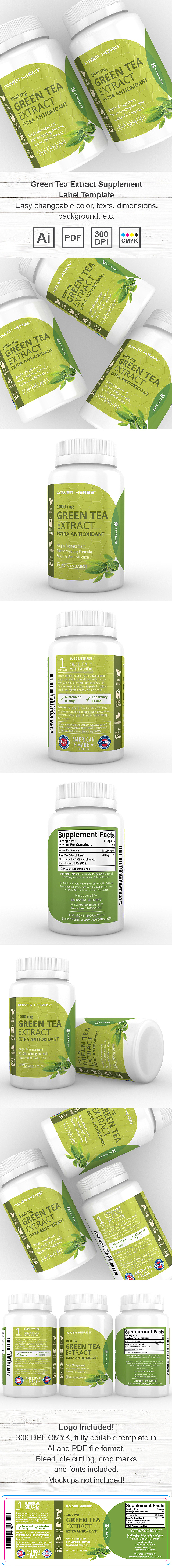 Green Tea Extract Supplement Label Template