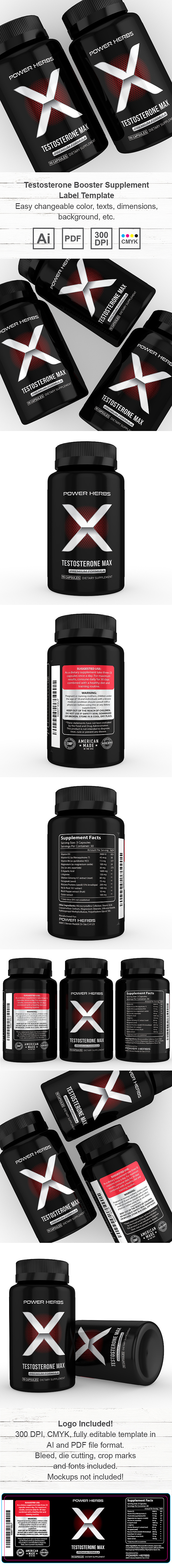 Testosterone Booster Supplement Label Template