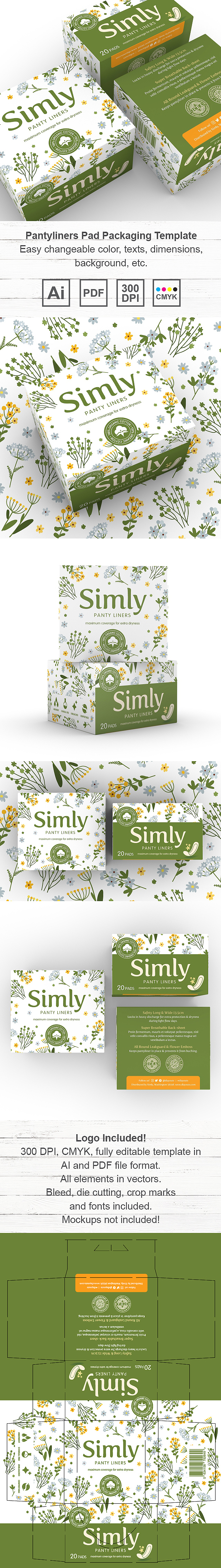 Pantyliners Pad Packaging Template