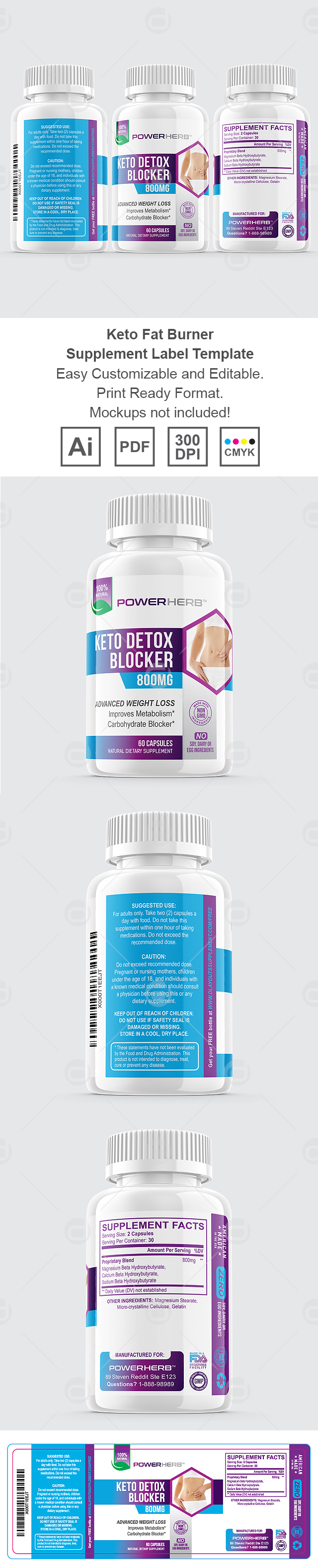 Keto Fat Burner Supplement Label Template