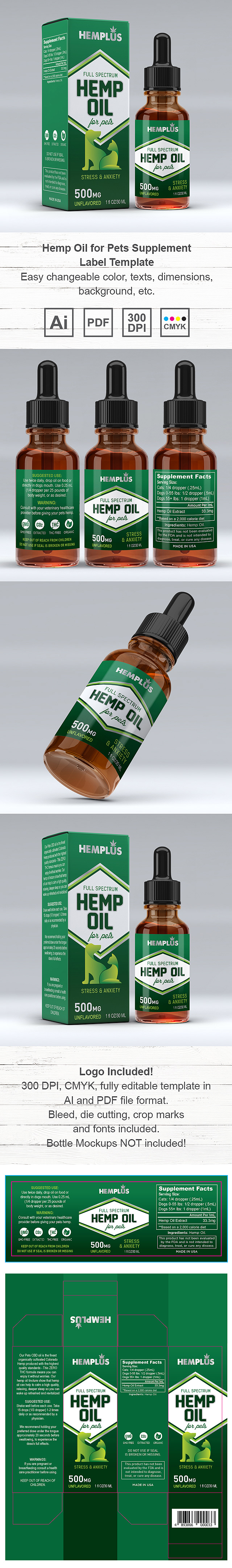 Pets Hemp Oil Supplement Label Template