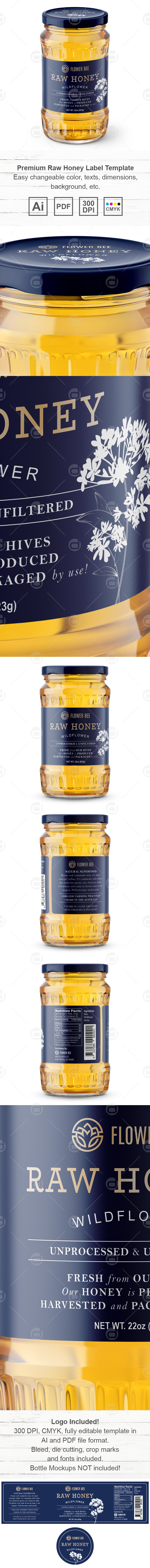 Premium Raw Honey Label Template