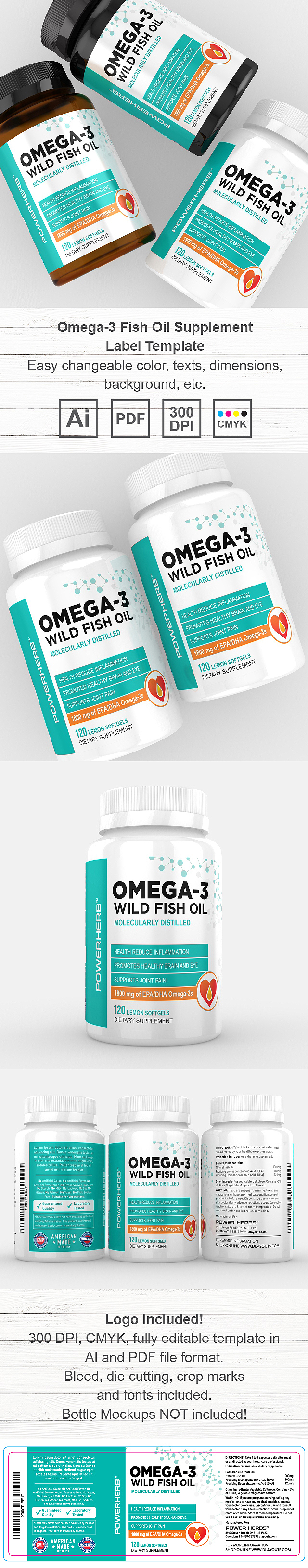 Omega 3 Fish Oil Supplement Label Template