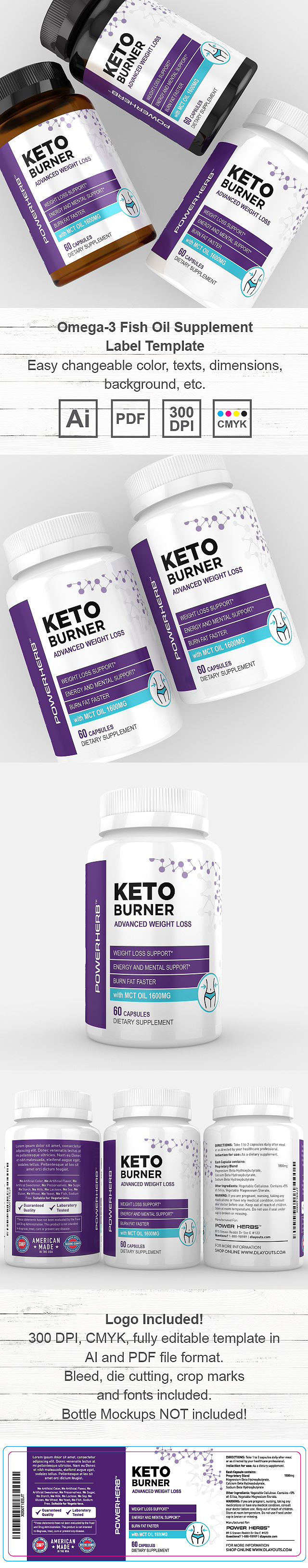 Keto Fat Burner Supplement Label Template