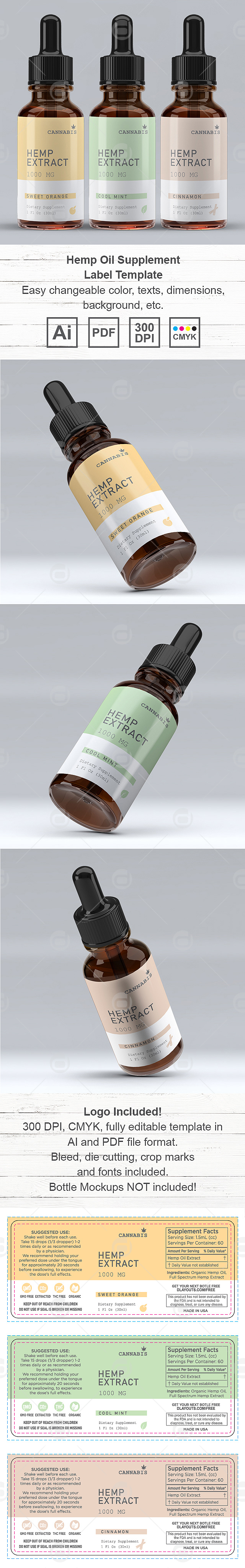 Hemp Oil Supplement Label Template