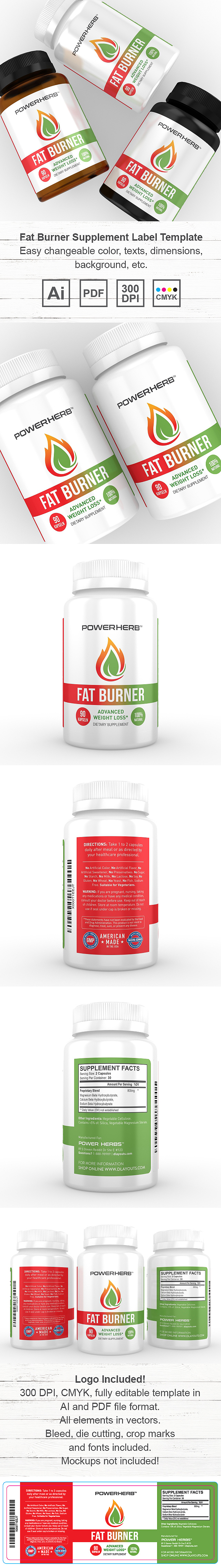 Fat Burner Supplement Label Template