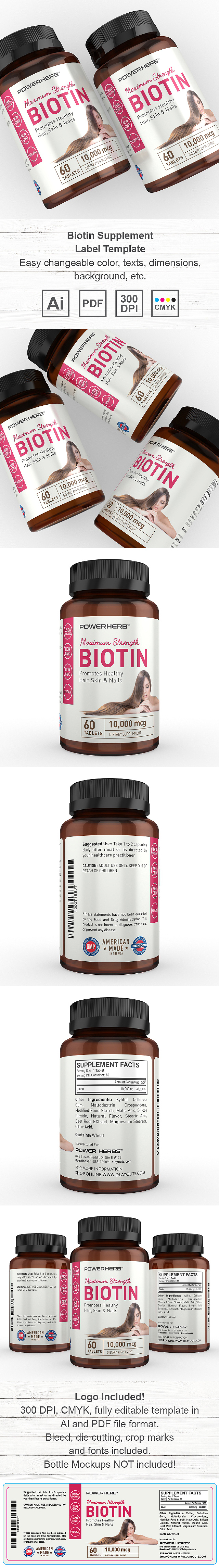 Biotin Supplement Label Template