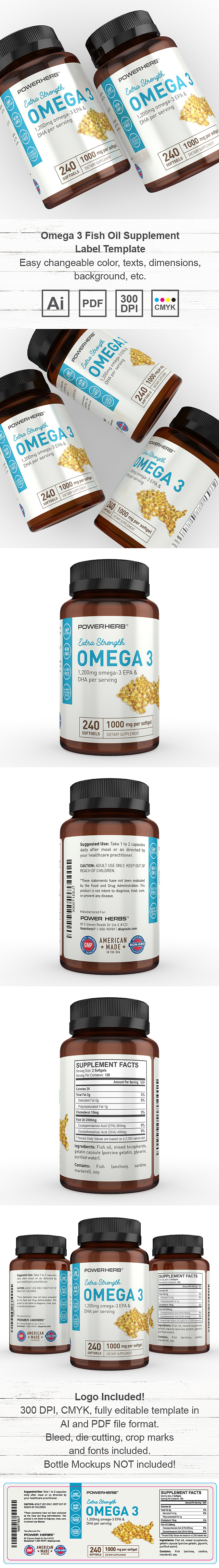 Omega 3 Fish Oil Supplement Label Template