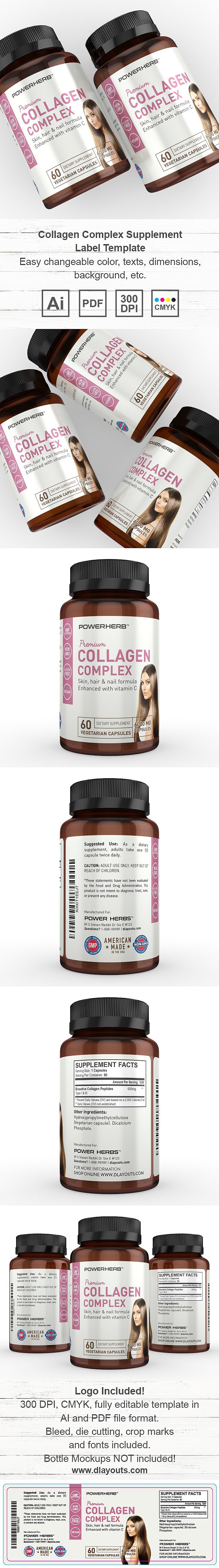 Collagen Complex Supplement Label Template