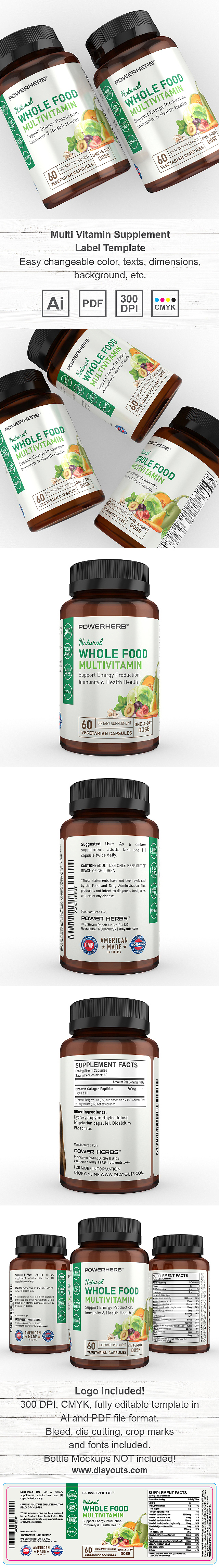 Multi Vitamin Supplement Label Template