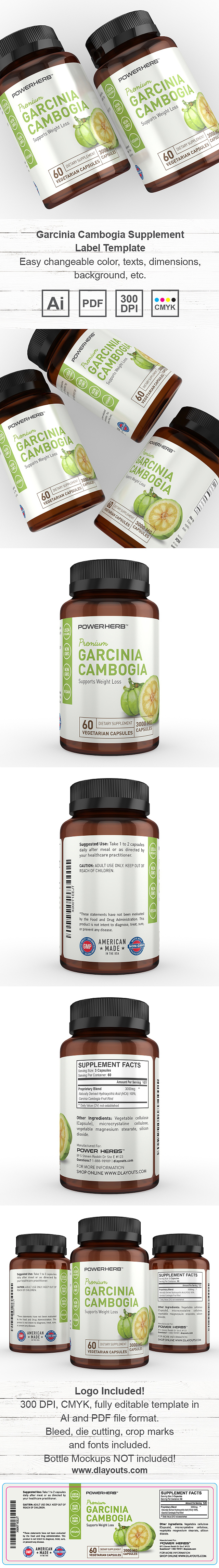 Garcinia Cambogia Supplement Label Template