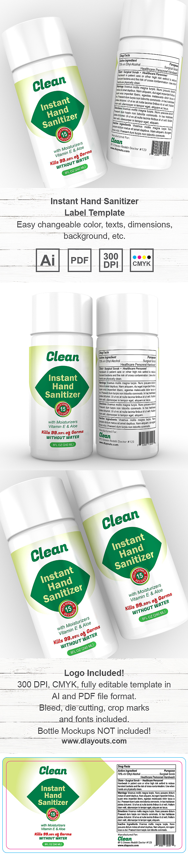 Instant Hand Sanitizer Label Template