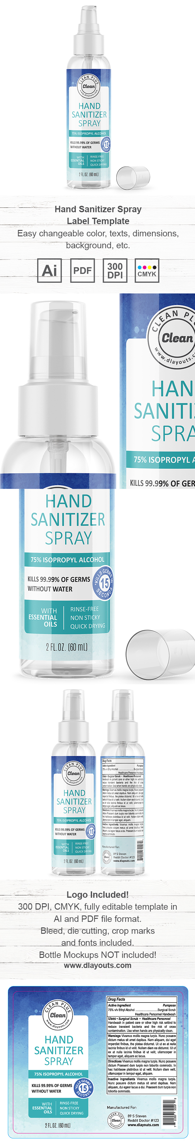 Hand Sanitizer Spray Label Template