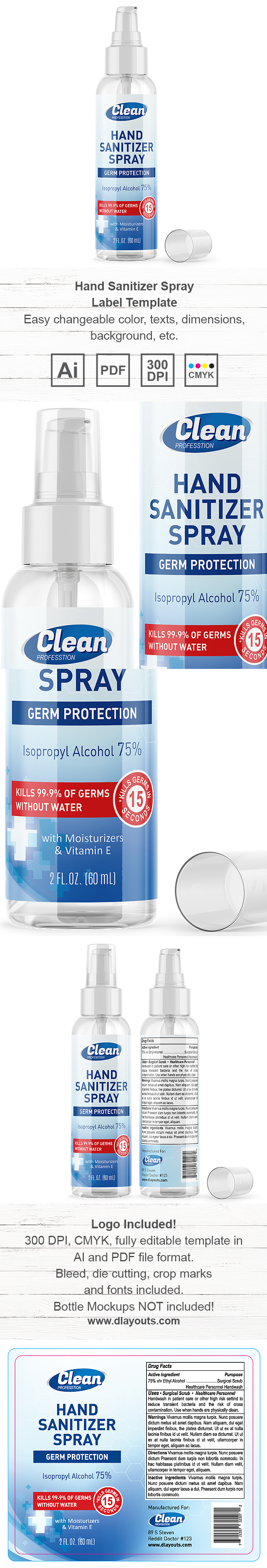 Hand Sanitizer Spray Label Template