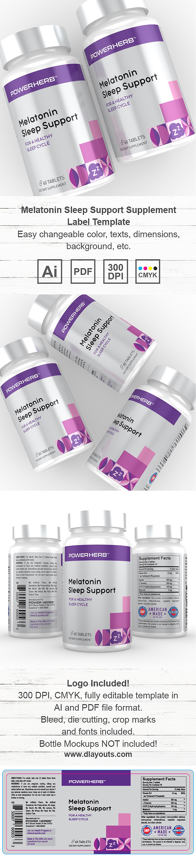 Sleep Support Supplement Label Template