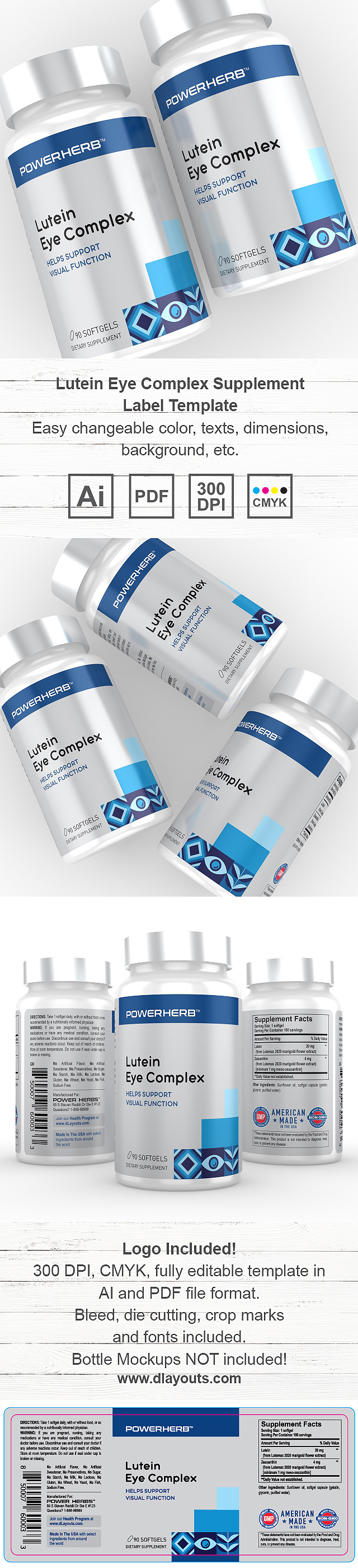 Lutein Eye Complex Supplement Label Template