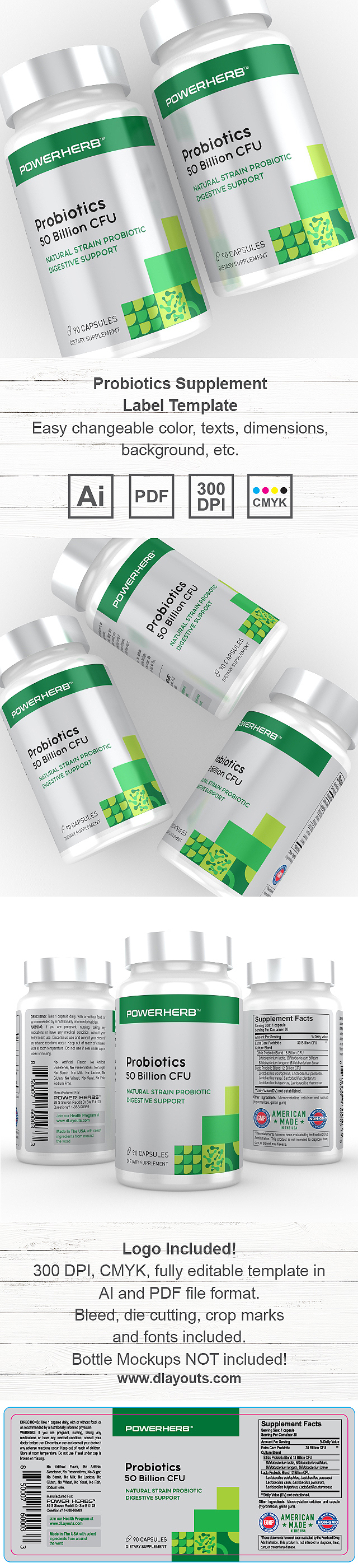 Probiotics Supplement Label Template