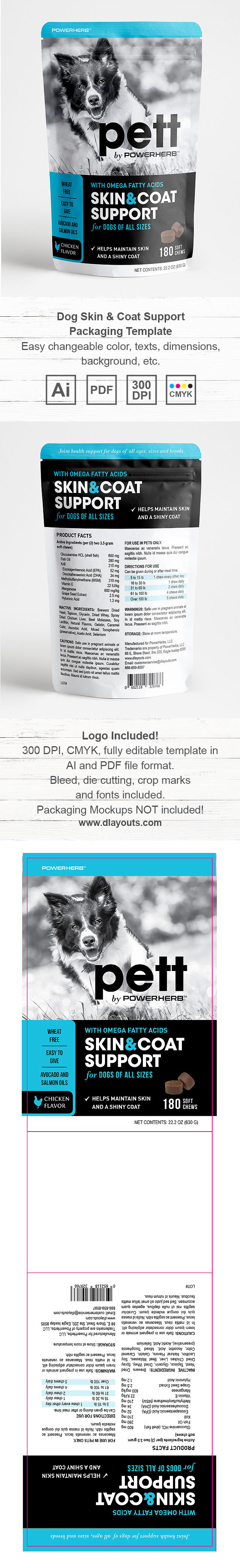 Pet Skin & Coat Support Packaging Template