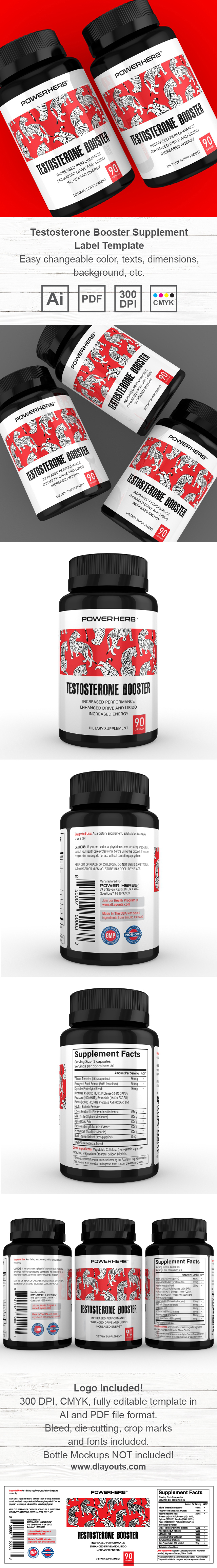 Testosterone Booster Supplement Label Template