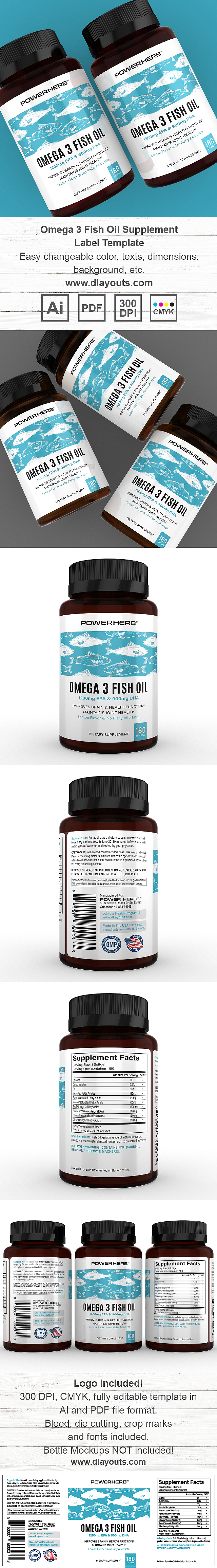 Omega 3 Fish Oil Supplement Label Template