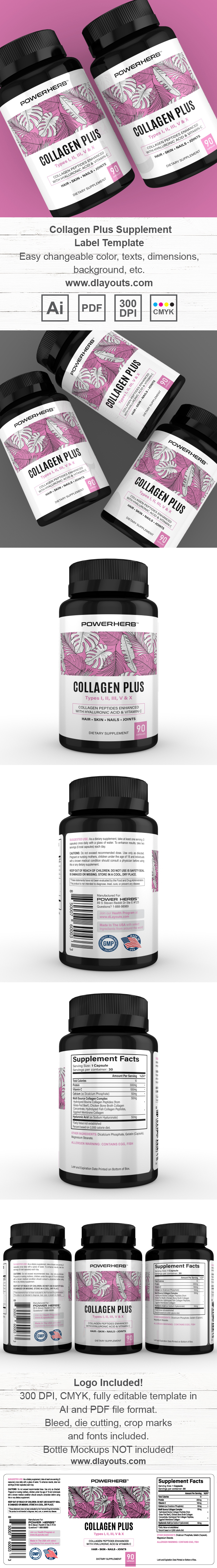 Collagen Complex Supplement Label Template